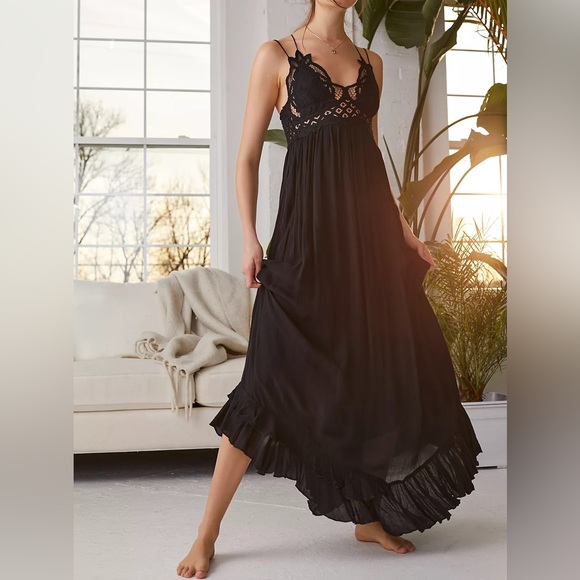 Free People Dresses & Skirts - Free People One Adella Maxi Slip Black Combo Dress NWT $128
